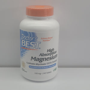 Doctor's Best High Absorption Magnesium Lysinate Glycinate 100mg 240 tablets  epx.01/25