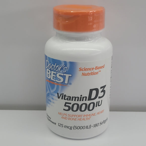 Doctor's Best Vitamin D3 5000iu 125mcg 180 softgels exp.07/24