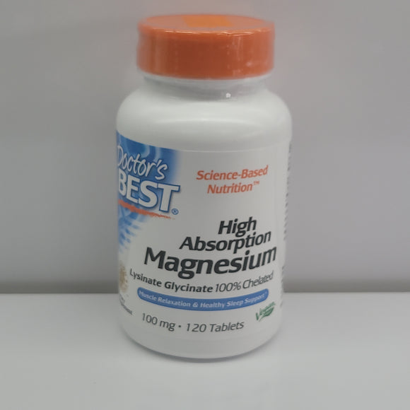 Doctor's Best High Absorption Magnesium Lysinate Glycinate 100mg 120 tablets exp.12/24