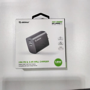 18W PD 2.4A BLACK WALL CHARGER