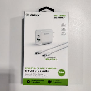 20W PD & QC WALL CHARGER 5FT