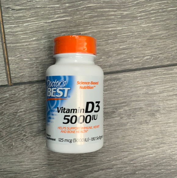 Doctor’s Best Vitamin D3 5000 IU 125 mcg 180 Softgels Exp. 02/2027