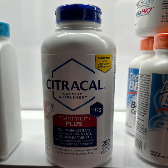 Citracel Calcium Supplement, D3, 280 Coated Caplets