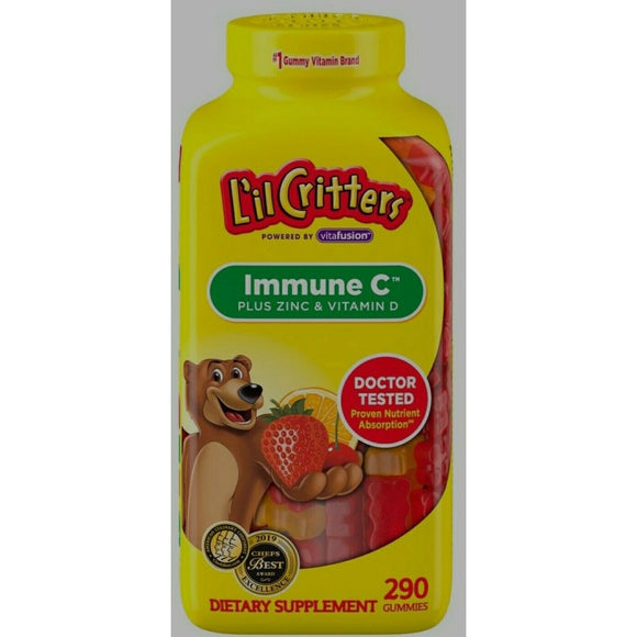 L’il Critters Immune C Plus Zinc and Echinacea Gummy Bears, 290 Count, Exp.12/23