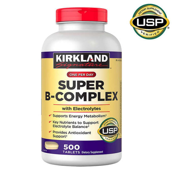 Kirkland Signature Super B-Complex with Electrolytes, 500 Tablets Exp. 08/23