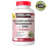 Kirkland Signature Calcium Citrate Magnesium and Zinc, 500 Tablets Exp. 06/24