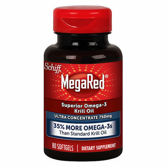 Schiff MegaRed Omega-3 Krill Oil, Ultra Concentrate 750 mg., 80 Softgels Exp. 06/23