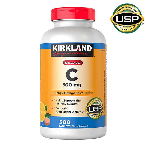 Kirkland Signature Chewable Vitamin C 500 mg., 500 Tablets Exp. 01/26