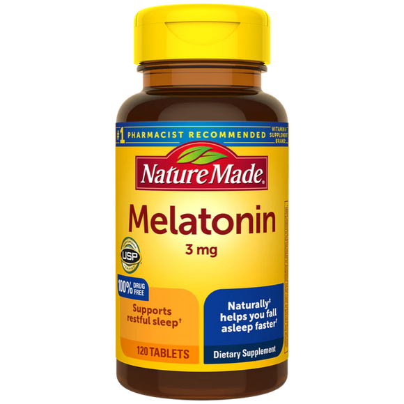 Nature Made Melatonin Tablets, 3mg - 120 ct Exp.08/24