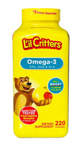 Lil Critters 220 Omega-3 Kids Gummy Vitamins DHA Children's Gummies Exp. 09/22